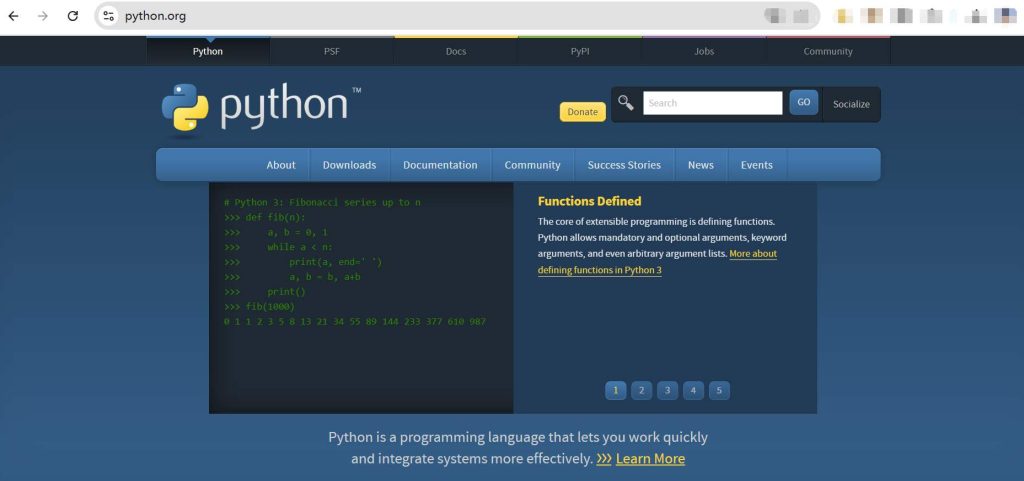 Python official download page