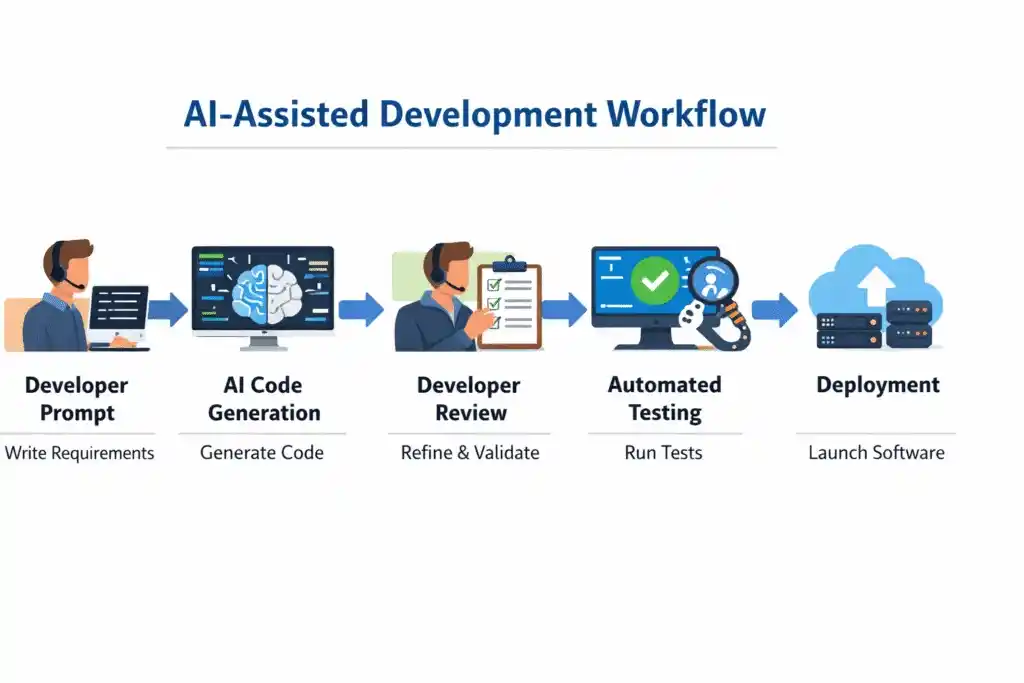 AI assisted software development workflow from requirements to deployment