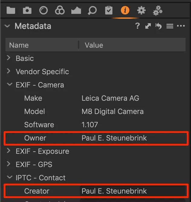 HEIC image EXIF metadata showing camera and GPS information