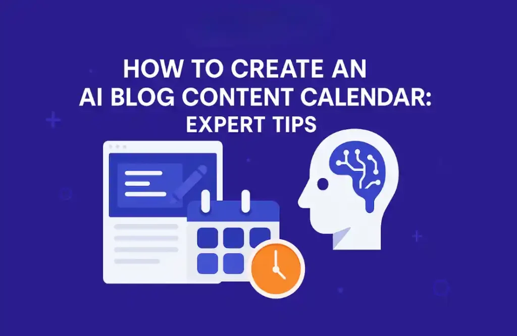 AI-powered content calendar showing blog post dates keywords categories and priorities