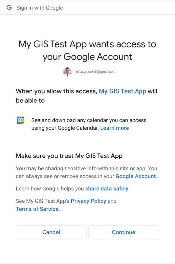 Different levels of permissions that third-party apps may request from a Google Account