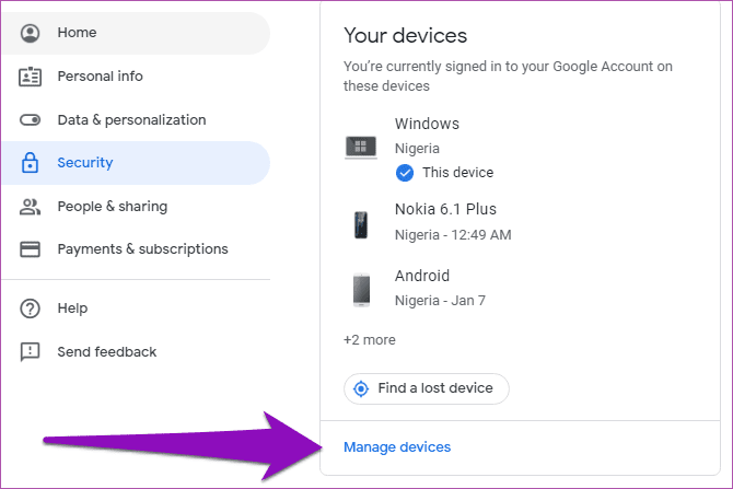 Signing out an old or lost device from a Google Account